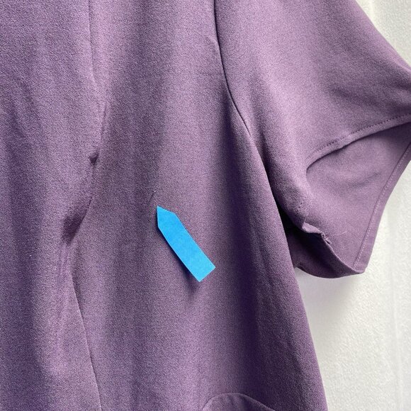 TORRID Cris Cross Crew-Neck Short Cap Sleeve Peplum Blouse Women Sz 0 Purple - Picture 3 of 16